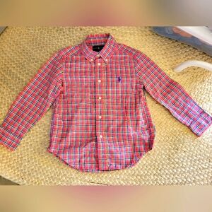 Polo Ralph Lauren Red Plaid 100%‎ Cotton Button Down Shirt Boys 4T